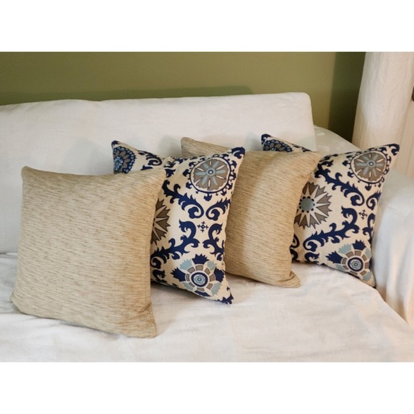 Premier Prints Throw Pillow Covers 20x20 Navy Blue Medallion Zippered Pair NEW - Picture 15 of 16